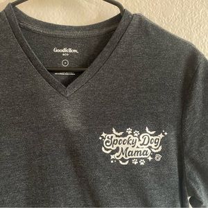 Small Soft TriBlend Vneck Spooky Dog Mom Tshirt